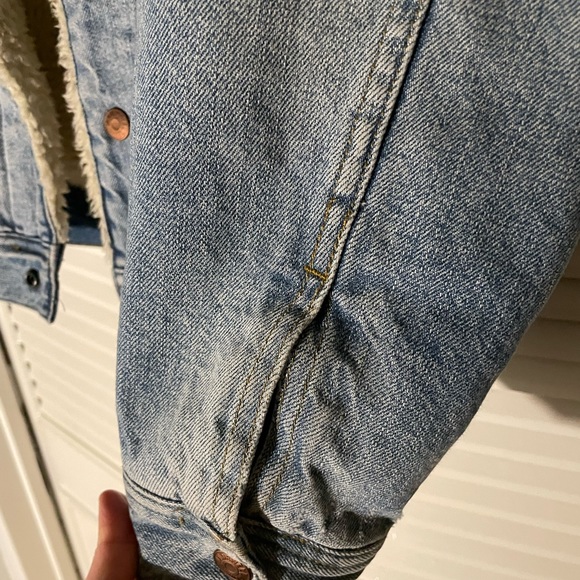 Madewell Sherpa Classic Jean Jacket in Eaves Wash Mens Size S - Picture 6 of 8